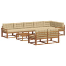 Udendørs sofagruppe med pude 9 pcs Naturlig og Beige