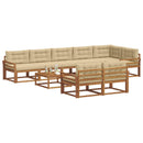 Udendørs sofagruppe med pude 9 pcs Naturlig og Beige
