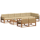 Udendørs sofagruppe med pude 9 pcs Naturlig og Beige