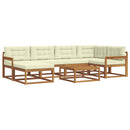 Udendørs sofagruppe med pude 7 pcs Naturlig og Fløde
