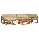 Udendørs sofagruppe med pude 7 pcs Naturlig og Beige