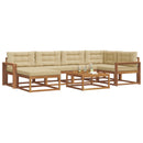 Udendørs sofagruppe med pude 7 pcs Naturlig og Beige