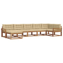 Udendørs sofagruppe med pude 7 pcs Naturlig og Beige