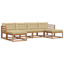 Udendørs sofagruppe med pude 6 pcs Naturlig og Beige