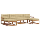 Udendørs sofagruppe med pude 6 pcs Naturlig og Beige