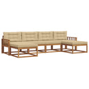 Udendørs sofagruppe med pude 6 pcs Naturlig og Beige