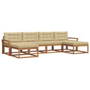 Udendørs sofagruppe med pude 6 pcs Naturlig og Beige