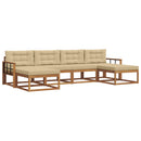 Udendørs sofagruppe med pude 6 pcs Naturlig og Beige