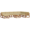 Udendørs sofagruppe med pude 9 pcs Naturlig og Beige