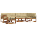 Udendørs sofagruppe med pude 6 pcs Naturlig og Beige