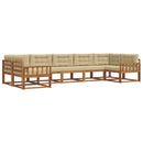 Udendørs sofagruppe med pude 7 pcs Naturlig og Beige
