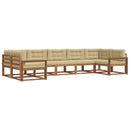 Udendørs sofagruppe med pude 7 pcs Naturlig og Beige