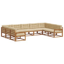 Udendørs sofagruppe med pude 9 pcs Naturlig og Beige