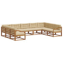 Udendørs sofagruppe med pude 9 pcs Naturlig og Beige