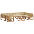 Udendørs sofagruppe med pude 10 pcs Naturlig og Beige