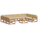 Udendørs sofagruppe med pude 10 pcs Naturlig og Beige