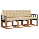 Udendørs sofagruppe med pude 3 pcs Naturlig og Beige