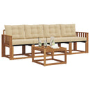 Udendørs sofagruppe med pude 5 pcs Naturlig og Beige