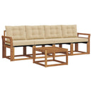 Udendørs sofagruppe med pude 5 pcs Naturlig og Beige