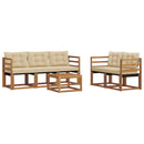Udendørs sofagruppe med pude 6 pcs Naturlig og Beige
