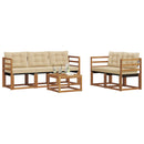 Udendørs sofagruppe med pude 6 pcs Naturlig og Beige