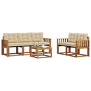 Udendørs sofagruppe med pude 6 pcs Naturlig og Beige