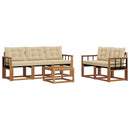 Udendørs sofagruppe med pude 6 pcs Naturlig og Beige