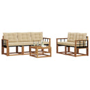 Udendørs sofagruppe med pude 6 pcs Naturlig og Beige