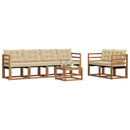 Udendørs sofagruppe med pude 7 pcs Naturlig og Beige