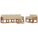 Udendørs sofagruppe med pude 7 pcs Naturlig og Beige