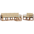 Udendørs sofagruppe med pude 7 pcs Naturlig og Beige