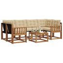 Udendørs sofagruppe med pude 7 pcs Naturlig og Beige