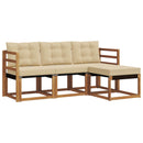 Udendørs sofagruppe med pude 4 pcs Naturlig og Beige