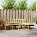 Udendørs sofagruppe med pude 5 pcs Naturlig og Beige