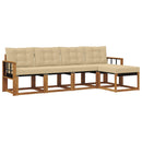 Udendørs sofagruppe med pude 5 pcs Naturlig og Beige