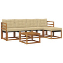 Udendørs sofagruppe med pude 6 pcs Naturlig og Beige