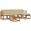 Udendørs sofagruppe med pude 6 pcs Naturlig og Beige