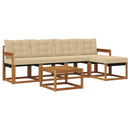 Udendørs sofagruppe med pude 6 pcs Naturlig og Beige