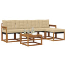 Udendørs sofagruppe med pude 6 pcs Naturlig og Beige