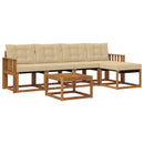 Udendørs sofagruppe med pude 6 pcs Naturlig og Beige