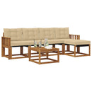 Udendørs sofagruppe med pude 6 pcs Naturlig og Beige