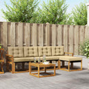 Udendørs sofagruppe med pude 6 pcs Naturlig og Beige