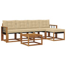 Udendørs sofagruppe med pude 6 pcs Naturlig og Beige