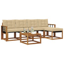 Udendørs sofagruppe med pude 6 pcs Naturlig og Beige