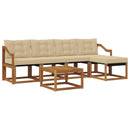 Udendørs sofagruppe med pude 6 pcs Naturlig og Beige
