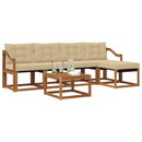 Udendørs sofagruppe med pude 6 pcs Naturlig og Beige