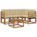Udendørs sofagruppe med pude 5 pcs Naturlig og Beige