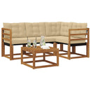 Udendørs sofagruppe med pude 5 pcs Naturlig og Beige