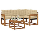 Udendørs sofagruppe med pude 5 pcs Naturlig og Beige