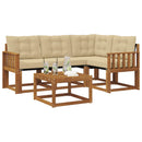 Udendørs sofagruppe med pude 5 pcs Naturlig og Beige